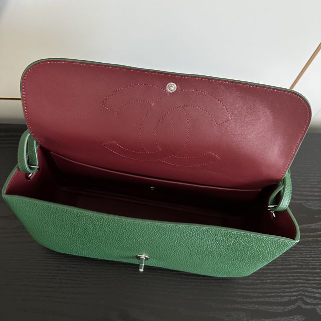 CC grained calfskin maxi flap bag AS6231 green