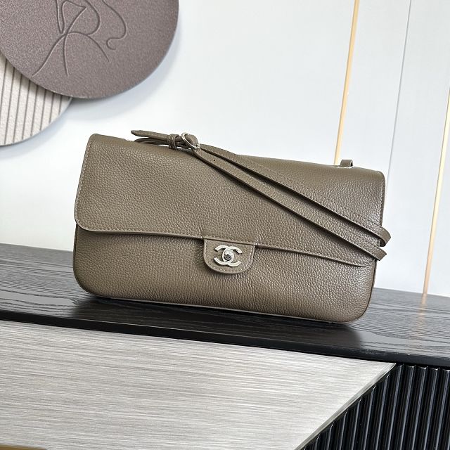 CC grained calfskin maxi flap bag AS6231 khaki green