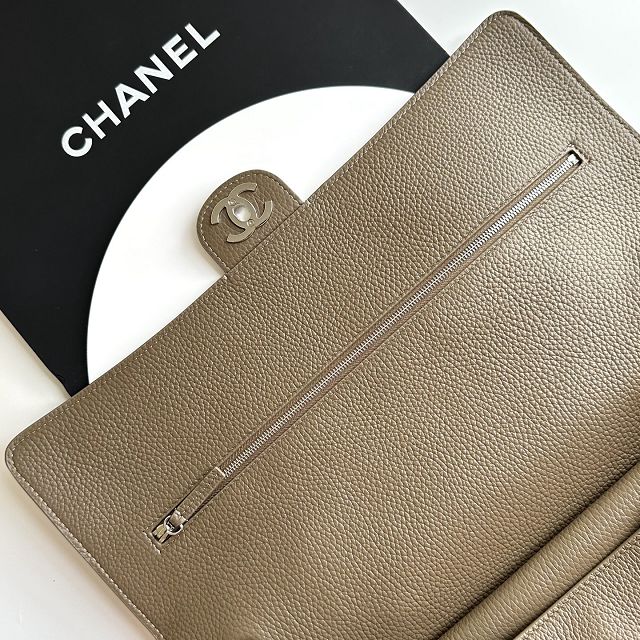 CC grained calfskin maxi flap bag AS6231 khaki green