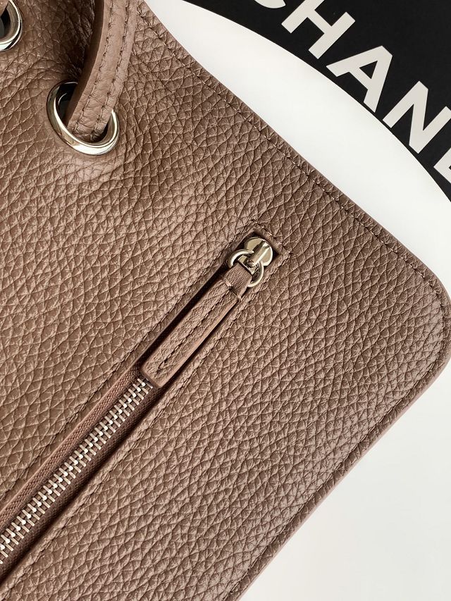 CC grained calfskin maxi flap bag AS6231 light brown