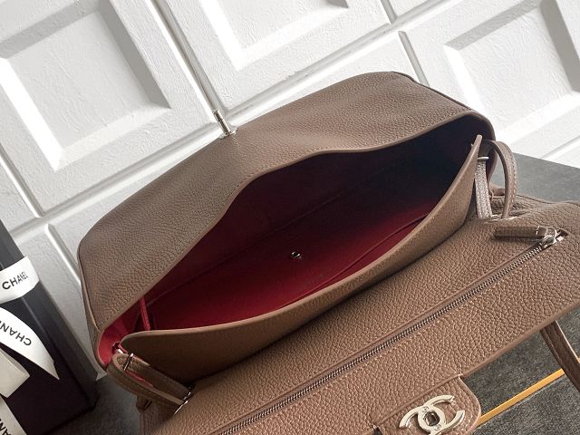 CC grained calfskin maxi flap bag AS6231 light brown