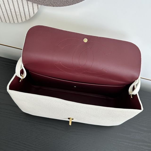 CC grained calfskin maxi flap bag AS6231 white