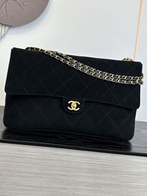 CC suede calfskin maxi flap bag AS6234 black
