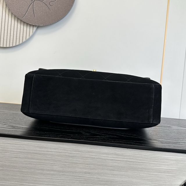 CC suede calfskin maxi flap bag AS6234 black