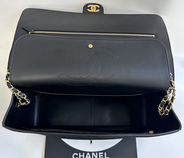 CC suede calfskin maxi flap bag AS6234 black
