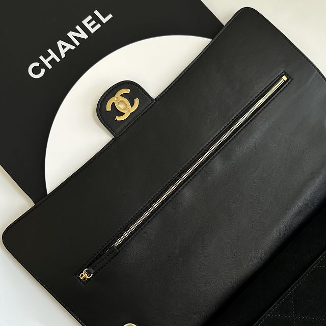 CC suede calfskin maxi flap bag AS6234 black