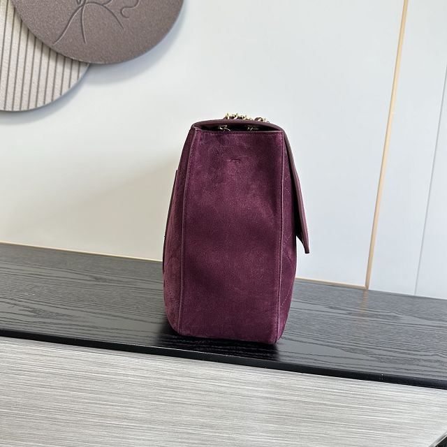 CC suede calfskin maxi flap bag AS6234 purple