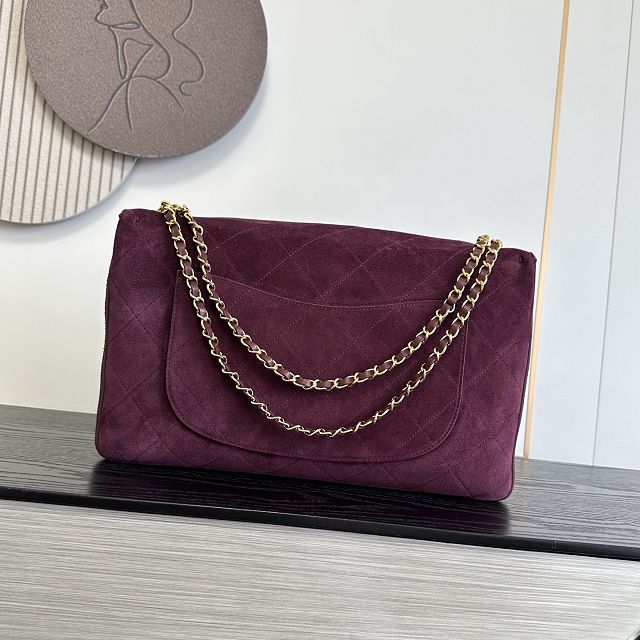 CC suede calfskin maxi flap bag AS6234 purple