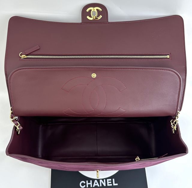 CC suede calfskin maxi flap bag AS6234 purple
