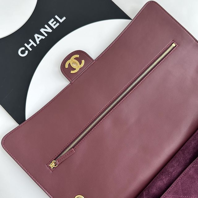 CC suede calfskin maxi flap bag AS6234 purple