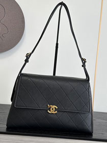 CC lambskin maxi flap bag AS6482 black