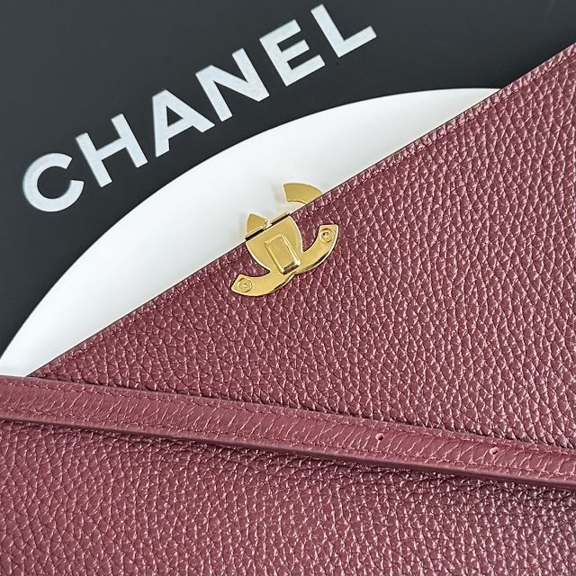 CC grained calfskin maxi flap bag AS6482 bordeaux