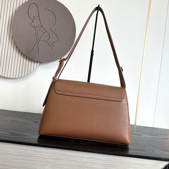 CC grained calfskin maxi flap bag AS6482 brown