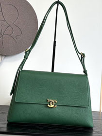 CC grained calfskin maxi flap bag AS6482 green