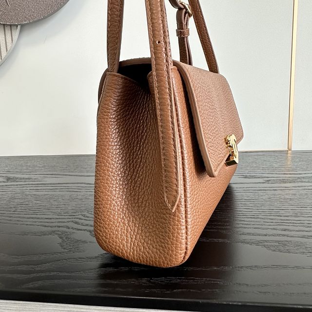 CC grained calfskin small flap bag AS6489 brown