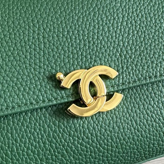 CC grained calfskin small flap bag AS6489 green