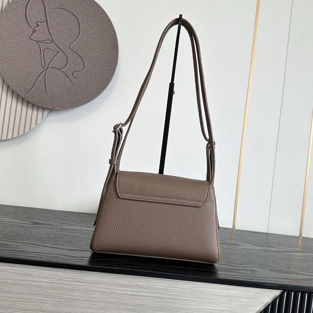 CC grained calfskin small flap bag AS6489 light brown