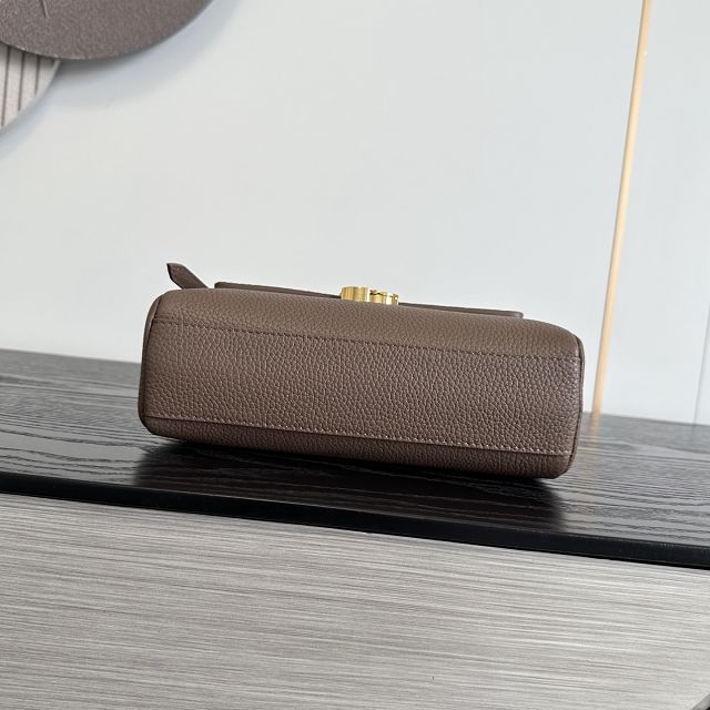CC grained calfskin small flap bag AS6489 light brown