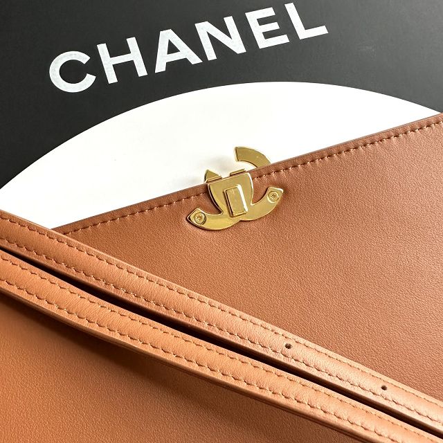 CC lambskin maxi flap bag AS6482 brown