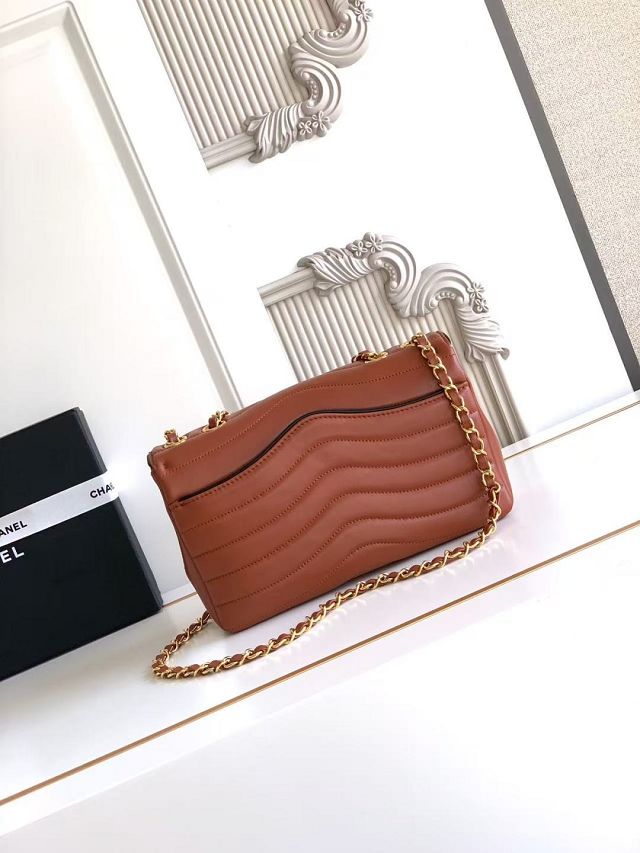 CC lambskin medium flap bag AS6497 brown