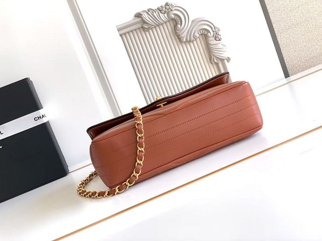 CC lambskin medium flap bag AS6497 brown
