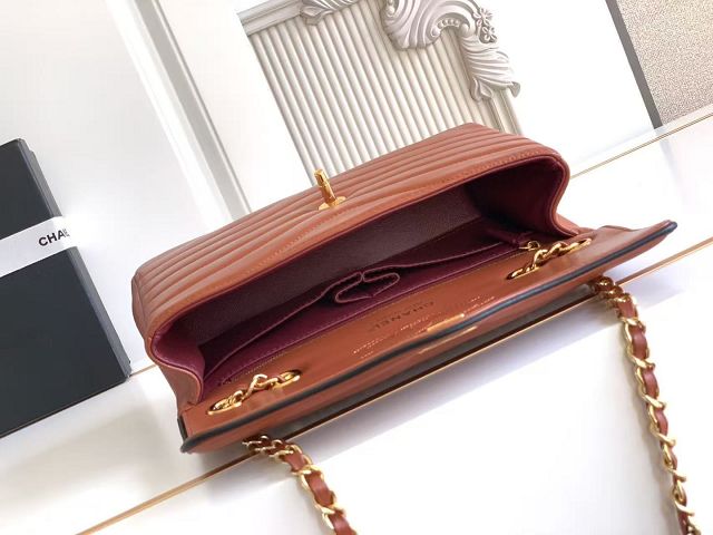 CC lambskin medium flap bag AS6497 brown
