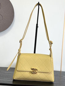 CC lambskin small flap bag AS6489 yellow