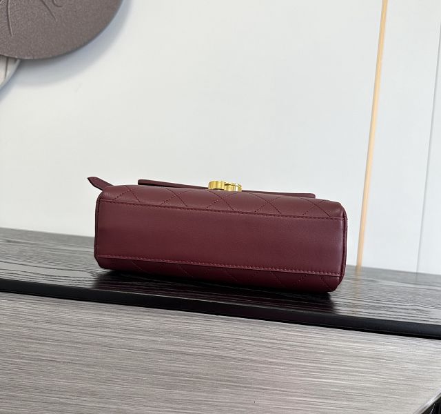 CC lambskin small flap bag AS6489 bordeaux