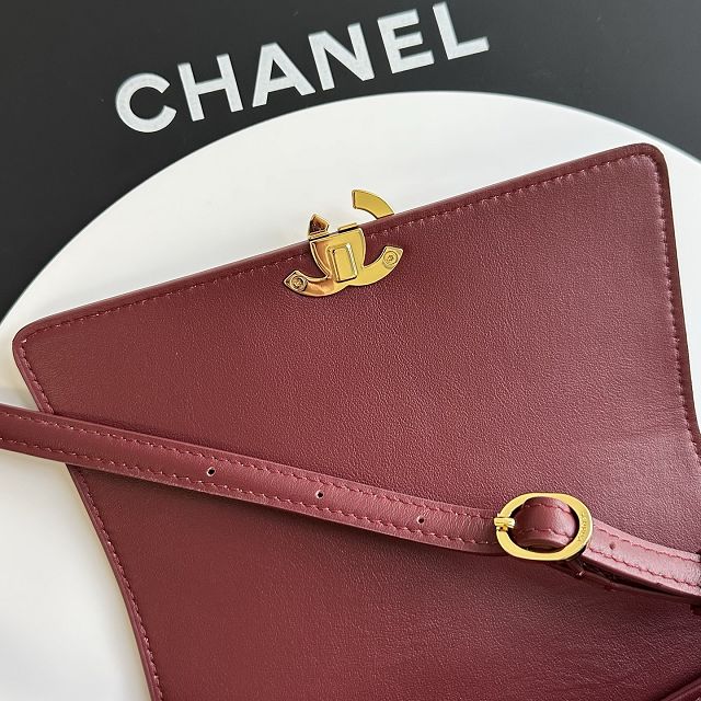 CC lambskin small flap bag AS6489 bordeaux