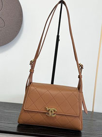 CC lambskin small flap bag AS6489 brown