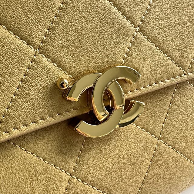CC lambskin small flap bag AS6489 yellow
