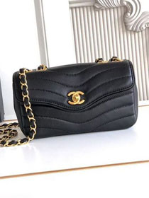 CC lambskin small flap bag AS6498 black