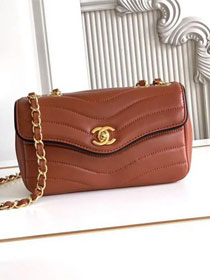 CC lambskin small flap bag AS6498 brown