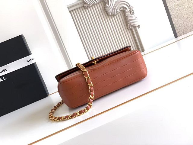 CC lambskin small flap bag AS6498 brown