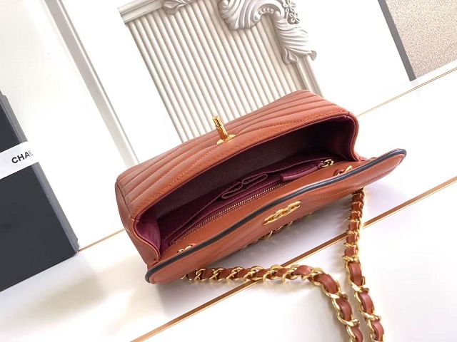 CC lambskin small flap bag AS6498 brown