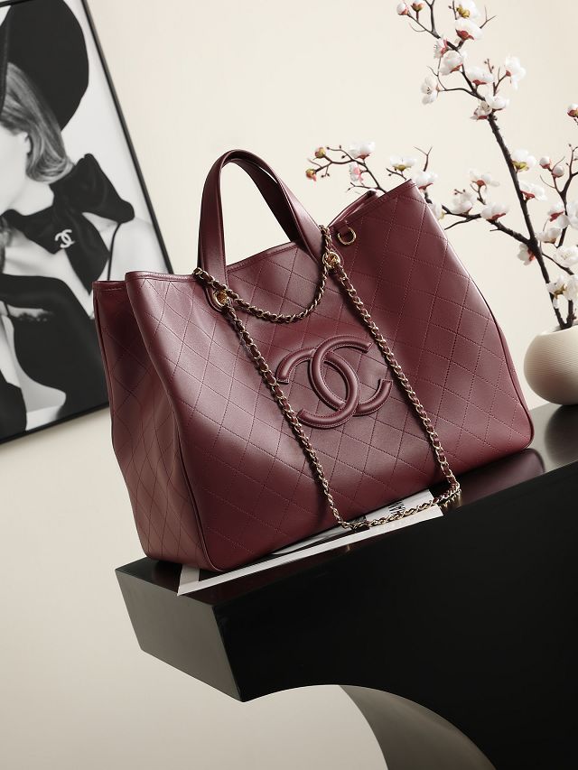 CC calfskin medium shopping bag AS6201 wine
