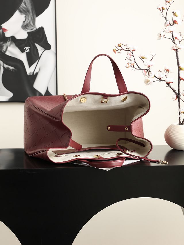 CC calfskin medium shopping bag AS6201 wine