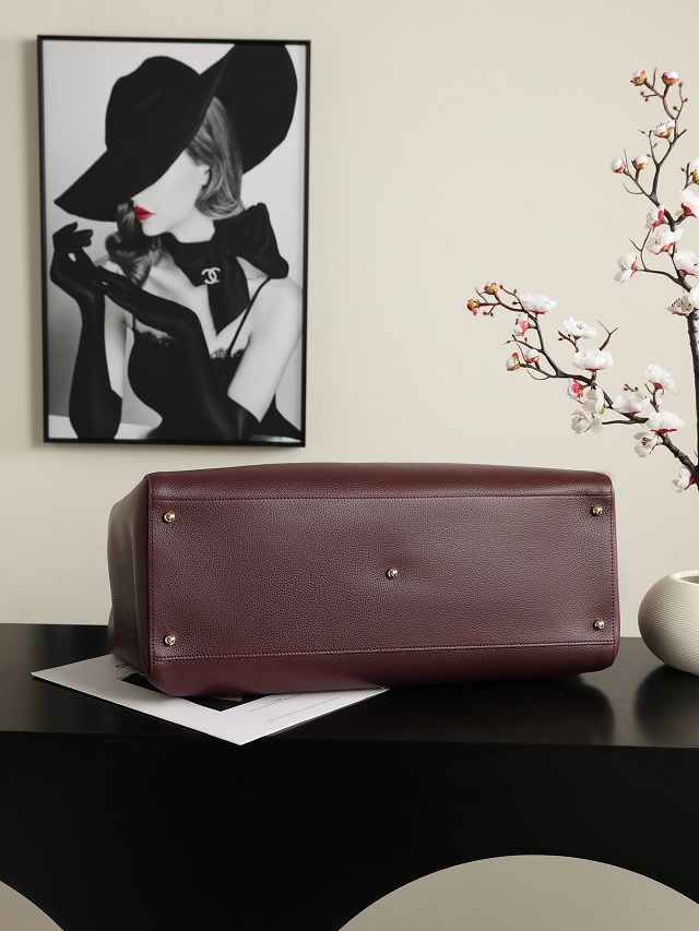 CC grained calfskin large shopping bag AS6245 bordeaux