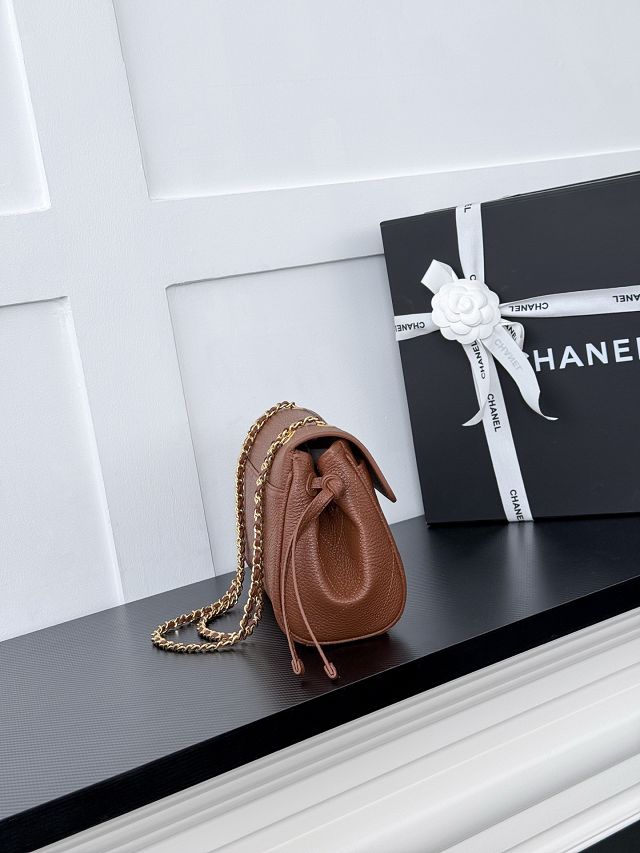 CC grained calfskin small tote bag AS6427 brown