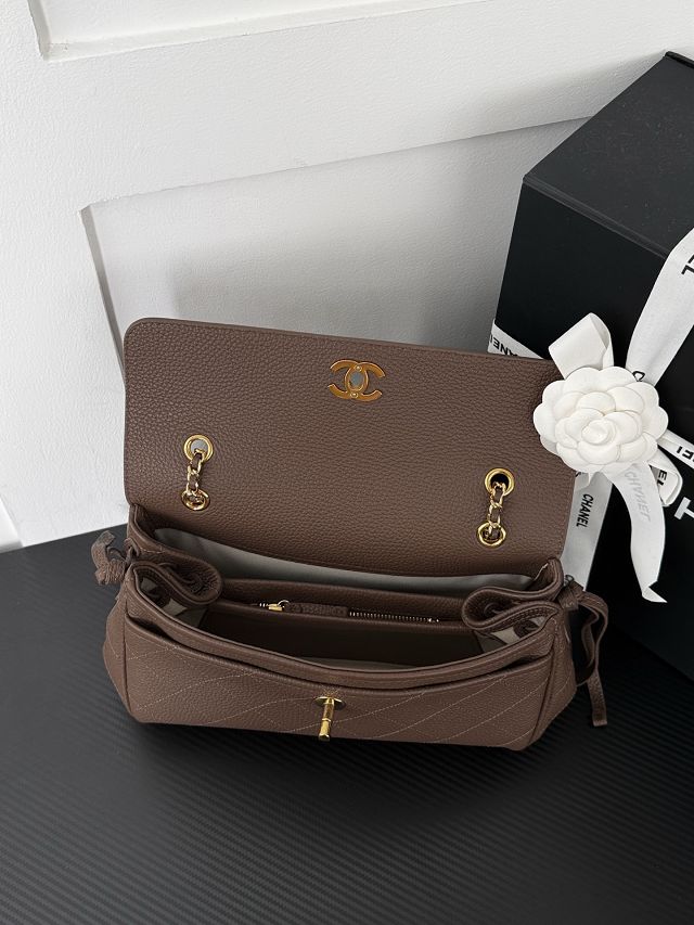 CC grained calfskin small tote bag AS6427 dark brown