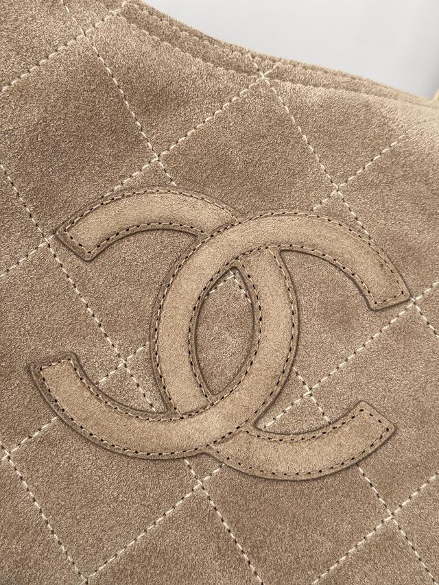 CC suede calfskin large shopping bag AS6475 beige