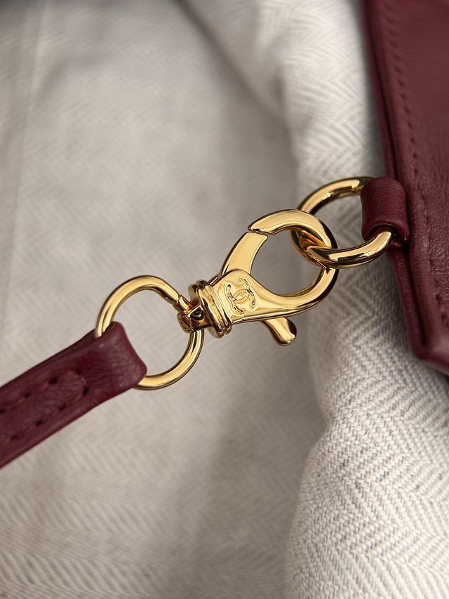 CC suede calfskin large shopping bag AS6475 burgundy