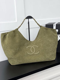 CC suede calfskin large shopping bag AS6475 green