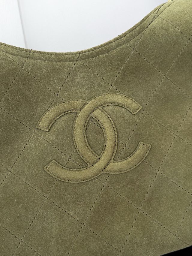 CC suede calfskin large shopping bag AS6475 green