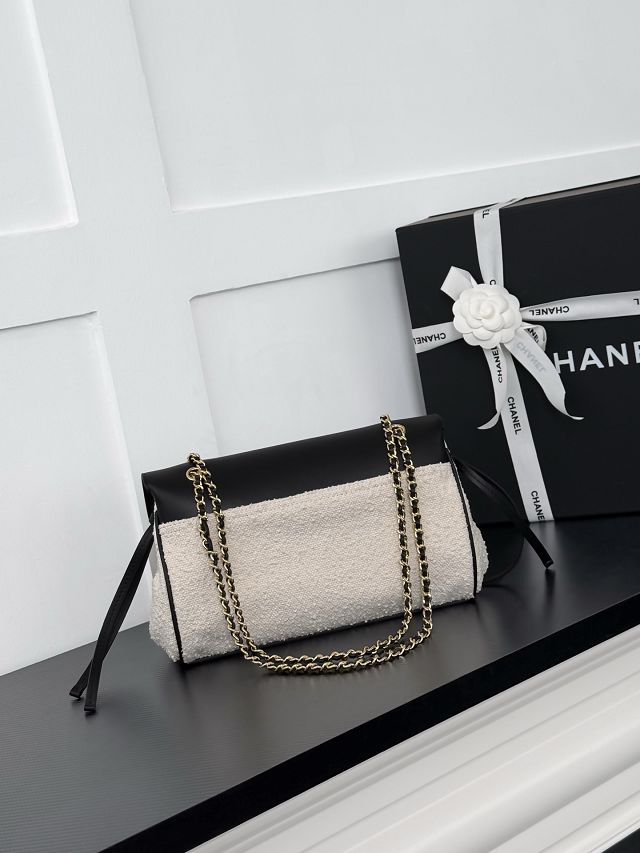 CC tweed small tote bag AS6427 white