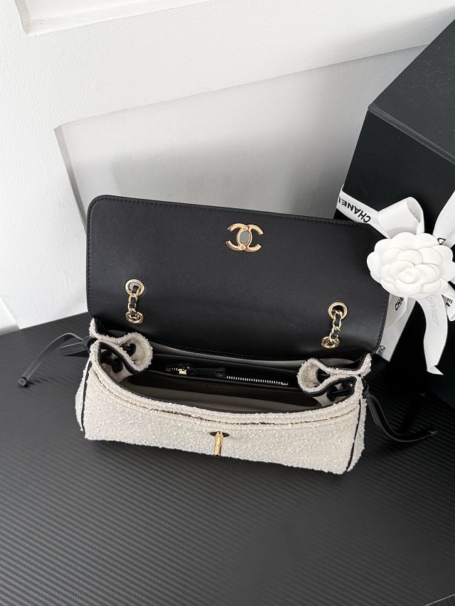 CC tweed small tote bag AS6427 white
