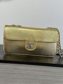 CC lizard calfskin small flap bag AS6340 gold