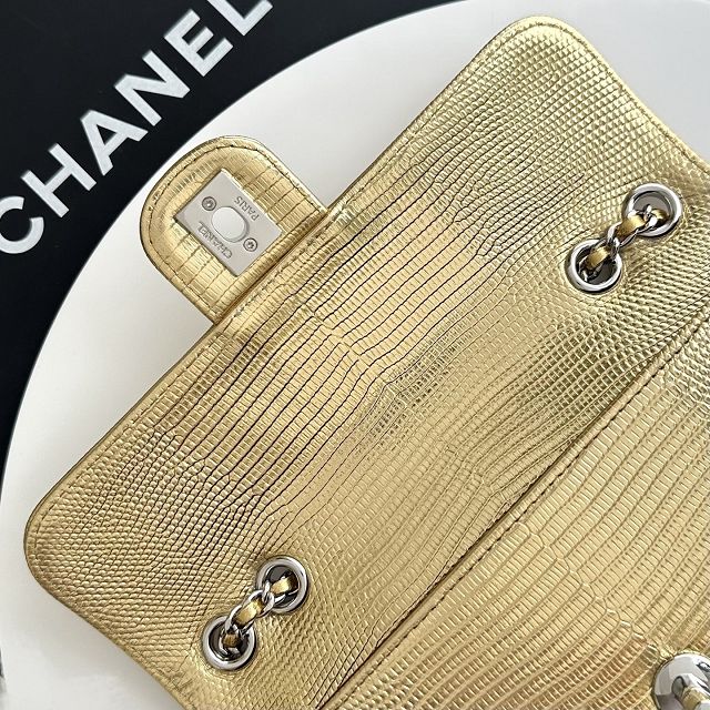 CC lizard calfskin small flap bag AS6340 gold