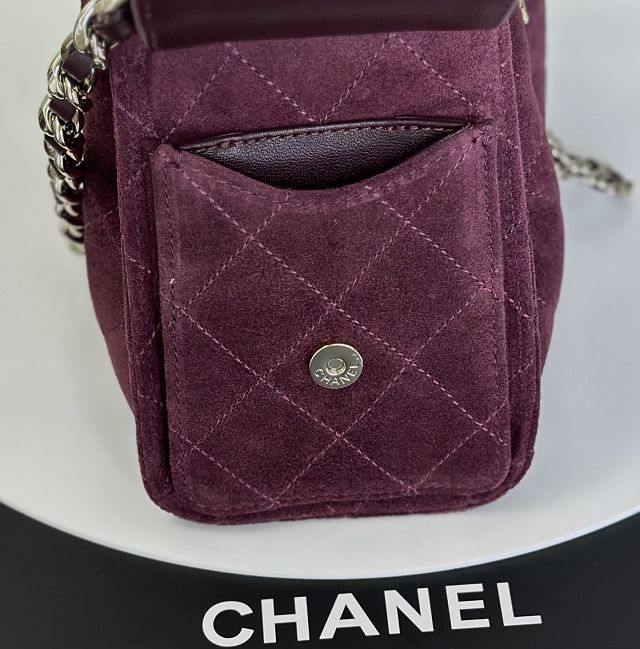 CC suede calfskin 25 mini handbag AS5631 burgundy