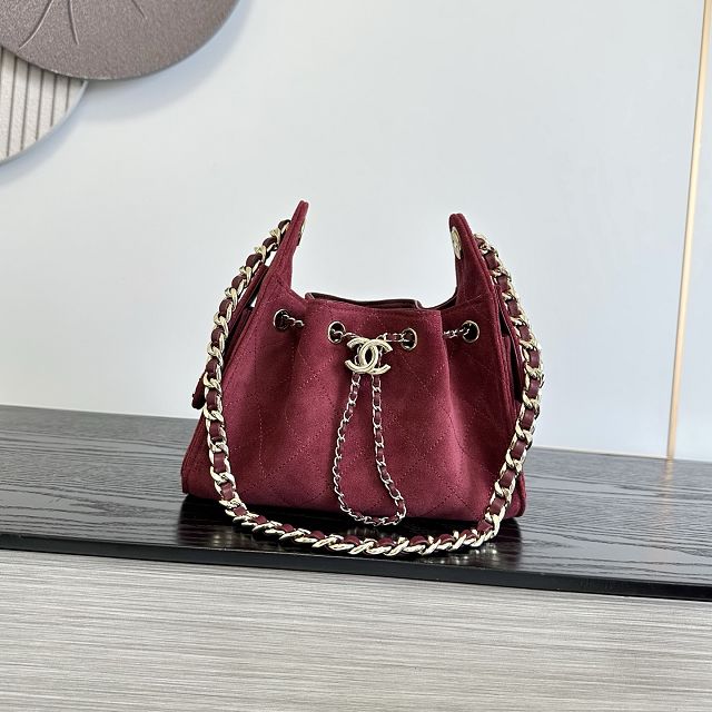 CC suede calfskin 25 mini handbag AS5631 wine